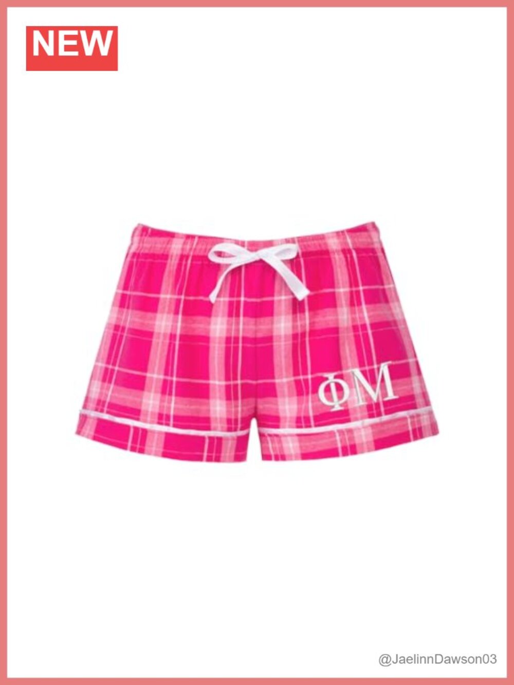 Phi Mu Flannel Boxer Shorts Cotton Embroidered Drawstring Pajama Bottoms